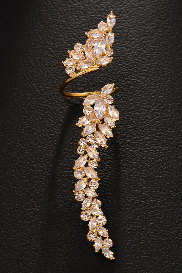 Swirl Crystal Long Ring
