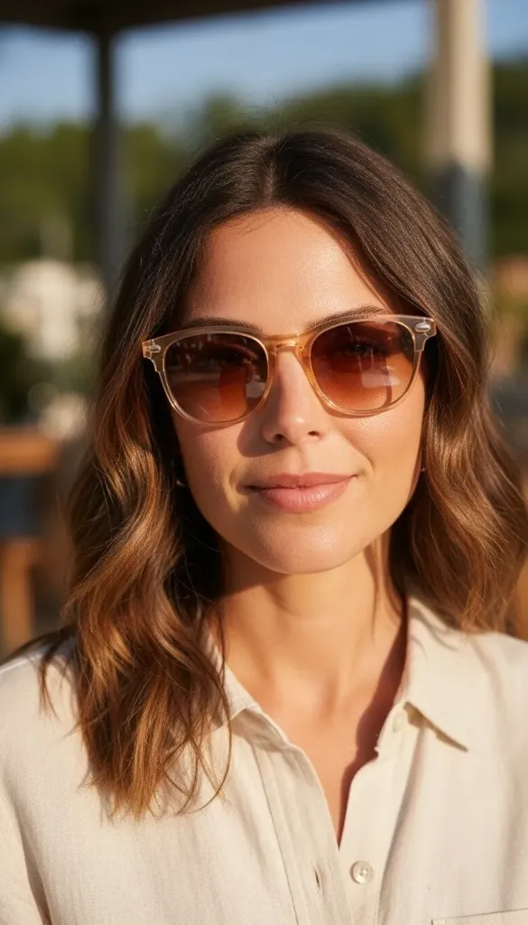 Light Brown Square Sunglasses
